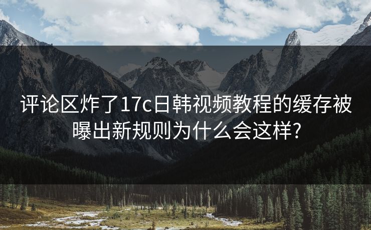 评论区炸了17c日韩视频教程的缓存被曝出新规则为什么会这样?